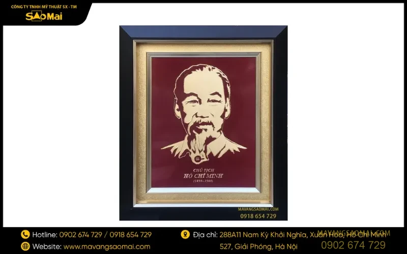 Tranh chân dung mạ vàng Chủ tịch Hồ Chí Minh