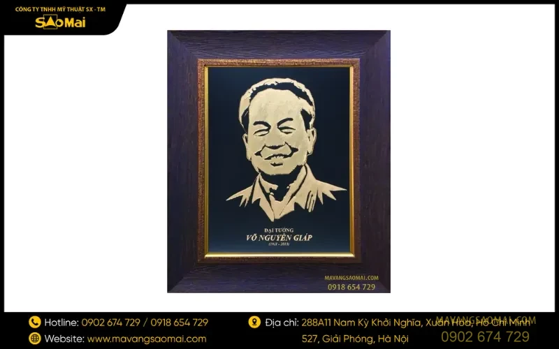 Tranh chân dung mạ vàng Cố Đại tướng Võ Nguyên Giáp