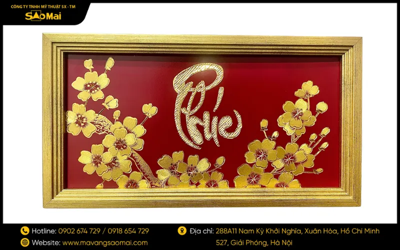 Mẫu tranh chữ Phúc tại Mạ Vàng Sao Mai