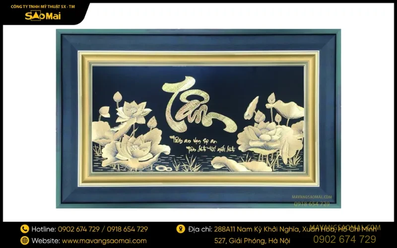 Tranh mạ vàng Tâm -Sen